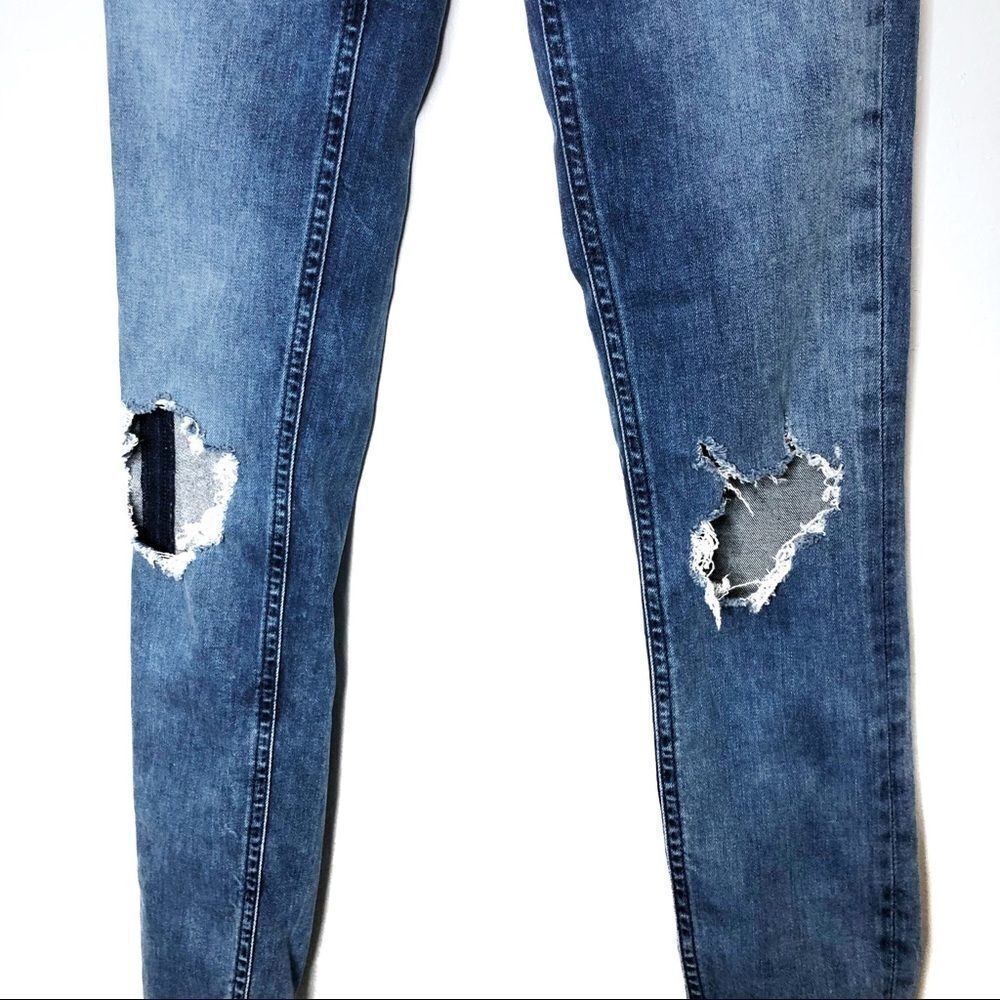 Free People | Busted Knee Long Skinny Jeans - Picture 5 of 8